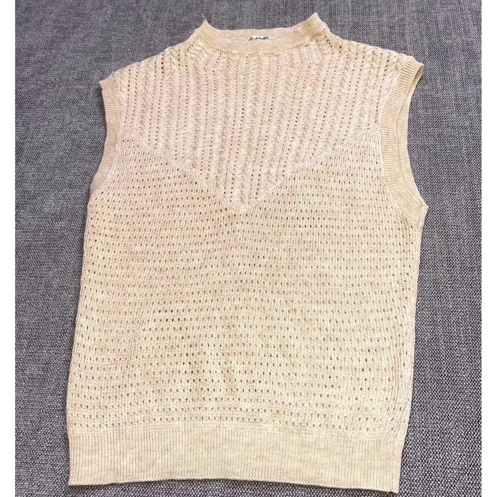 Intimately Free People Vest Sweater Womens Small Beige Cotton Mock Neck Pullover